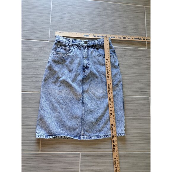 Vintage 80's Sergio Diamond Stone Wash Denim Skirt High Waist  Cotton Womens 26" - Picture 3 of 7